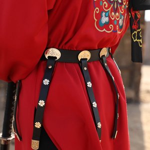 汉服配饰出租【江东记】蹀躞带唐制革带腰带真皮金属配圆领袍直身