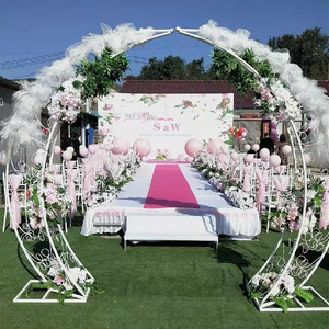 新款婚庆道具铁艺牛角门 婚礼喜亭路引花门雕花拱门铁艺雕刻拱门