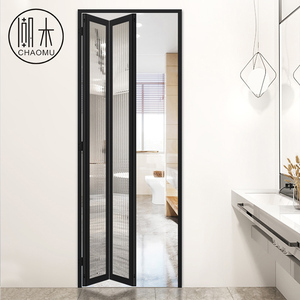 卫生间厨房阳台折叠门铝合金双扇推拉门小折叠门平框无包边下轨