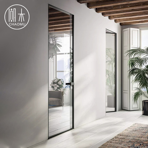 成都现代极简定制轻奢无框隐形窄边静音铝框玻璃门推拉卧室简约门