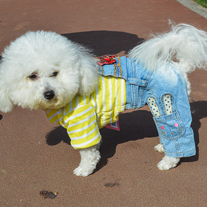 狗狗衣服冬装背带牛仔裤泰迪