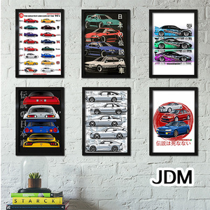 JDM海报汽车俱乐部改装跑车赛车日本4S店相框装饰挂画壁画墙贴图