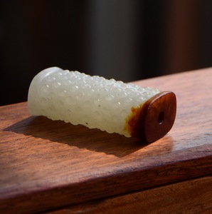 【石林玉石】和田玉高古玉老玉战汉仿古谷粒纹蝌蚪纹勒子吊坠挂件