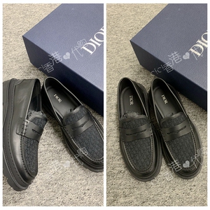 dior homme 青年春秋帅气拼接色男款宴会休闲套脚皮鞋香港代购