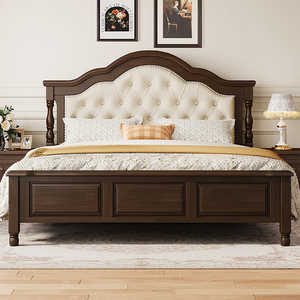 美式床复古实木床1.8米双人主卧大床1.5卧室家具2米x2米2广东佛山