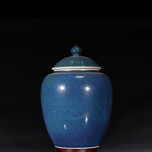 景德镇王波窑汝釉仿汝景德镇蓝釉茶仓颜色釉纯手工景德四少主人杯