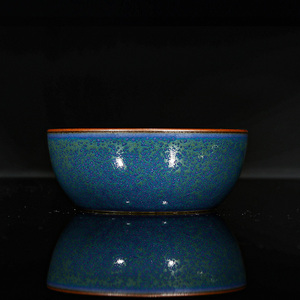 景德镇名窑王波窑蓝釉支钉烧卧足杯颜色釉手工景德四少高端主人杯