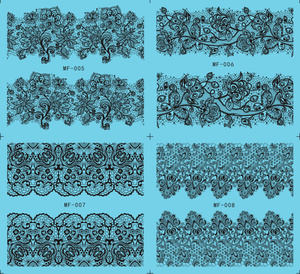 5张包邮 MF日系美甲贴花甲油胶指甲贴水印蕾丝美甲贴纸大张4合一