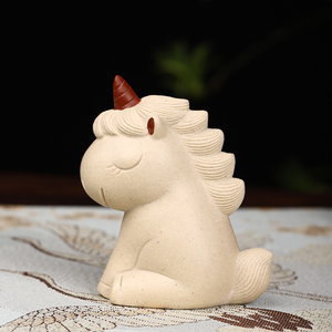 茶具茶玩件茶盘饰品摆设雕塑摆件手工紫砂独角兽招财瑞兽小马可养1人