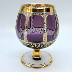 捷克moser古董水晶白兰地杯 二十世纪初 紫罗兰 gls1050