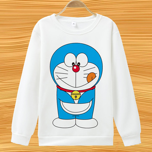 哆啦a梦圆领卫衣秋冬加绒可爱叮当猫学生男女儿童情侣卡通衣服潮