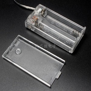 5号2节透明电池盒aa两节五号电池槽3v串联带盖带开关有线电池仓座