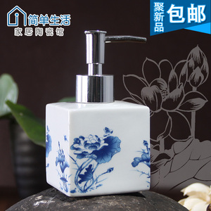 中式古典青花创意陶瓷乳液瓶洗手液瓶沐浴瓶洗手液器按压瓶分装瓶