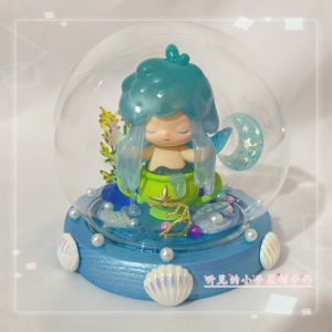 听见的小手 泡泡玛特dimoo星座系列水瓶座玻璃罩防尘罩场景展示盒