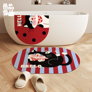 家用卡通猫咪浴室防滑垫厕所卫生间门口脚垫子淋浴间吸水速干地垫