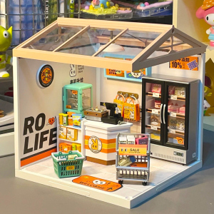 若来超级商店世界积木迷你食玩diy小屋便利店立体拼装模型玩具女