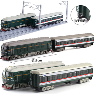 新款 1:87东风头车厢合金声光绿皮火车模型古典儿童玩具车