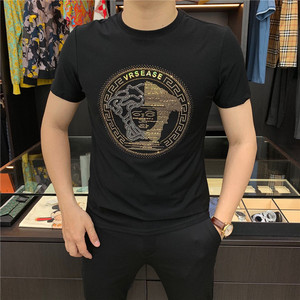00tabada88淘宝versace/范思哲短袖男装美杜莎休闲刺绣t恤丝光棉