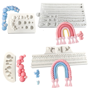 蛋糕烘焙麻绳蝴蝶结泡泡拱门半圆球糖牌装饰围边翻糖硅胶模具工具