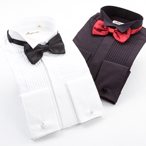 白色蝴蝶结衬衫男士结婚新郎礼服燕子领长袖衬衣法式袖扣商务正装