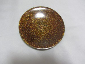 进口原产津轻塗菠萝漆犀皮漆天然漆木盘135mm/杯承壶承点心盘