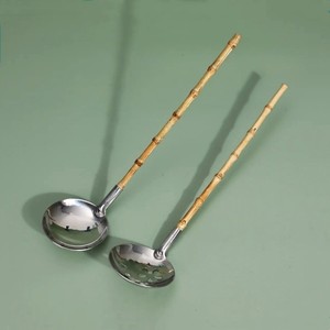 新中式竹柄火锅勺漏勺304不锈钢捞面勺子经典实用大容量勺子