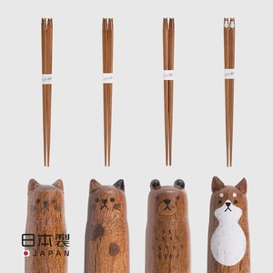 日本木筷餐具创意动物造型儿童筷子家用防滑日式尖头学生柴犬猫咪