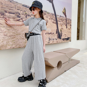 女童夏季霸气衣服儿童15网红14中大童13阔腿裤套装十岁女孩套装12