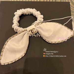 现货 22s chanel 香奈儿白色蝴蝶结 羊皮 金色cc发圈发绳头绳手绳