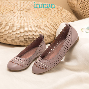 00茵曼旗舰店天猫茵曼女鞋渔夫鞋2021年新款一脚蹬单鞋绣花平底懒人