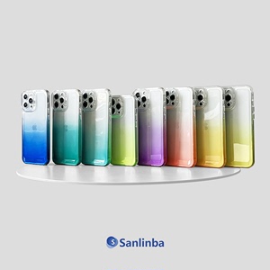 Sanlinba高级渐变透明iPhone15ProMax手机壳适用苹果14简约侧边XS