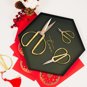 龙凤剪刀开业剪彩剪刀家用剪纸不锈钢金色小剪子尖头结婚复古剪刀