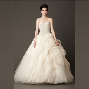 维拉王vera wang王薇薇抹胸蓬蓬齐地甜美刺绣婚纱wedding dress