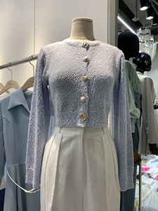 hable直邮正品韩国东大门代购 2022春季多宝扣子小疙瘩短款针织衫