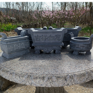 石雕石头香炉佛具青石敬神香炉圆形方形墓地墓园祠堂寺庙祭祀原石