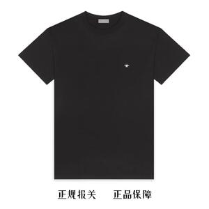 dior迪奥经典简单款蜜蜂刺绣男士黑色纯棉圆领短袖修身t恤_阿里巴巴找