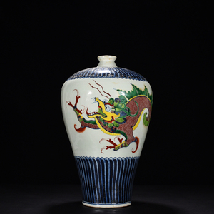 元青花五彩博陵第螭龙纹梅瓶 海外回流古董古玩古瓷器收藏*220606