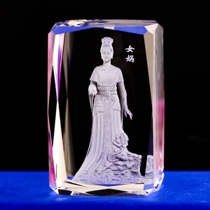 创意水晶内雕礼品创世女神女娲娘娘佛像中式客厅风水汽车摆件供奉