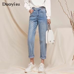 朵以2022秋季新款设计感百搭显瘦牛仔长裤女36dq218051