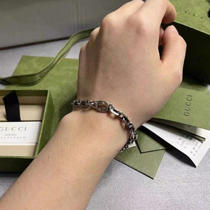 gucci古驰手链925纯银复古互扣式双g手镯男女同款情侣情人节礼物