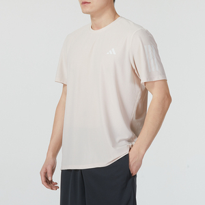 adidas阿迪达斯短袖男2024新款粉色半袖透气运动服圆领T恤IN1514