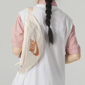 Nike耐克粉色腰包女斜挎包2024新款运动背包休闲包胸包男包FB3042