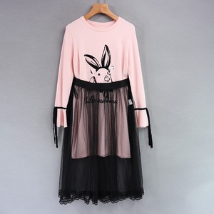 欧系列【five 】2022秋 卡通猪网纱两件套装连衣裙80650撤柜剪标