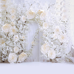 樱花实景花墙影楼摄影花墙仿真花背景婚庆仿真樱花墙拍照摄影道具