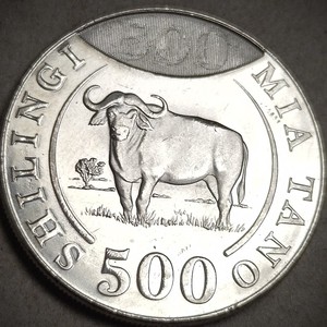 2014年坦桑尼亚500先令动物硬币 27mm 野牛非洲大水牛全新原光