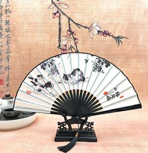 折扇中国风男女士杭州扇子夏季手工古典折叠日用扇礼品猫趣图特价
