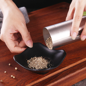 德国kunzhan 304不锈钢黑胡椒粒研磨器手动花椒粉家用碾碎瓶厨房
