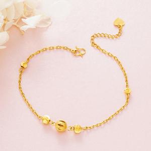 周大福24k纯金脚链女新款999足金脚饰黄金转运珠足七夕情人节礼物