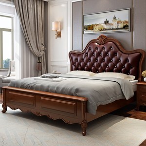 索菲亚简约美式实木床1.8米双人床高箱储物床主卧欧式白色1.5米婚