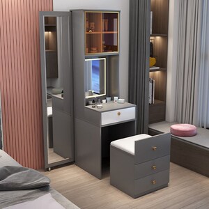 欧派全身镜梳妆台卧室现代简约化妆桌收纳柜一体小型轻奢多功能化